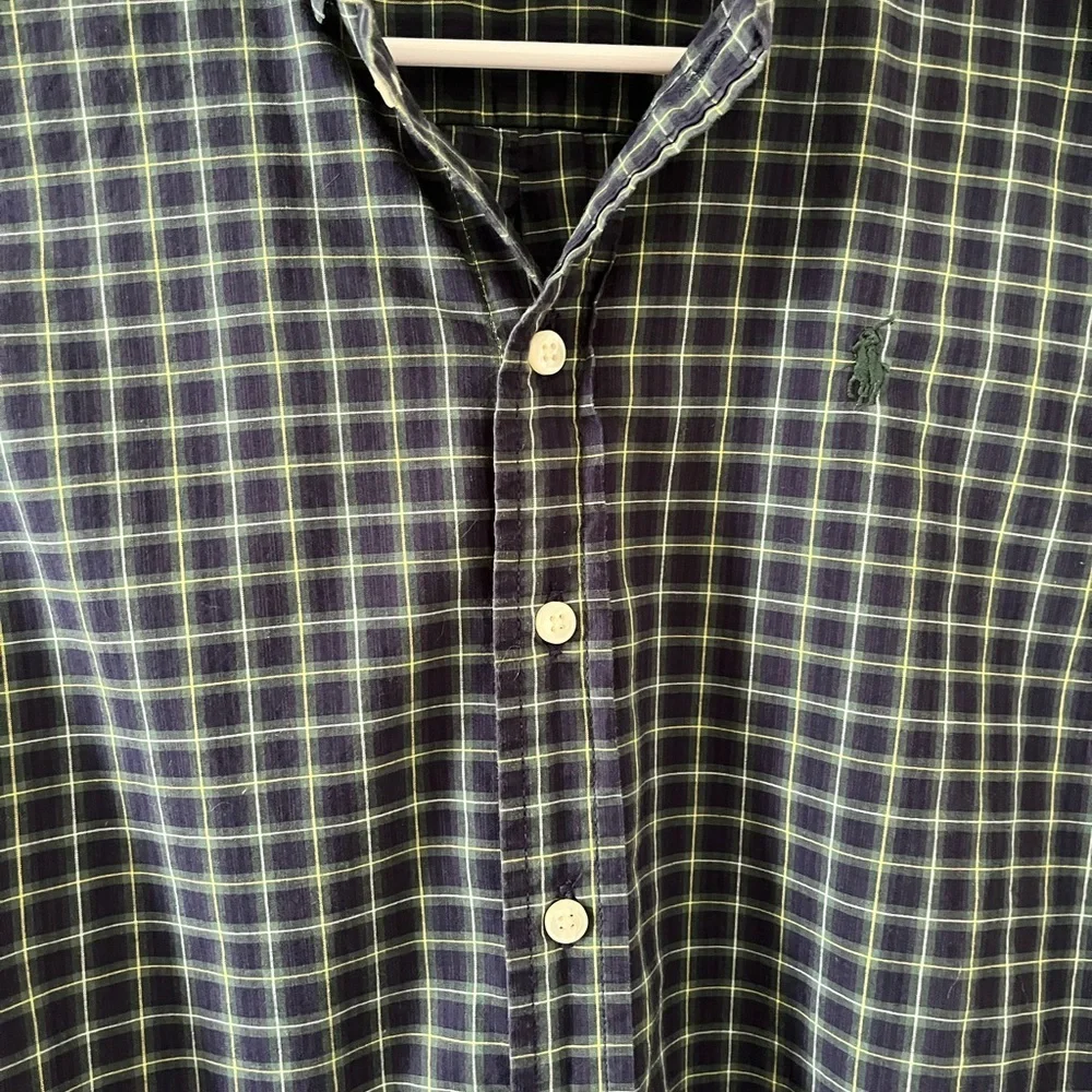 Ralph Lauren Boys Blue and Green Plaid Shirt